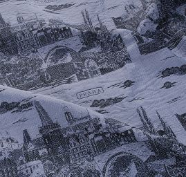 Panorama Praha šedá/černá stříbrná výšivka kupón