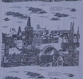 Panorama Praha šedá/černá stříbrná výšivka kupón