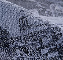 Panorama Praha šedá/černá stříbrná výšivka kupón