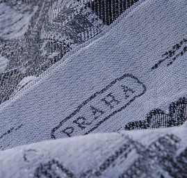 Panorama Praha šedá/černá stříbrná výšivka kupón