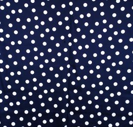 Pružná bavlněná látky vzor puntíky bílá/tm.modrá