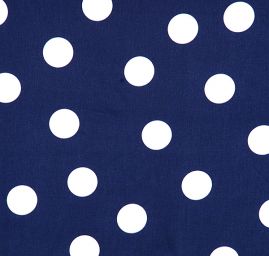 Pružná bavlněná látky vzor puntíky bílá/tm.modrá