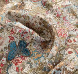 Žakárová dekorační látka Art deco Motýli sv.modrá