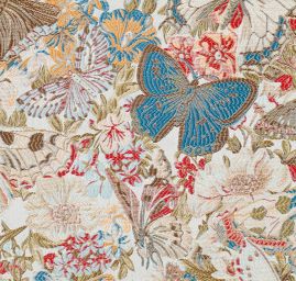 Žakárová dekorační látka Art deco Motýli sv.modrá