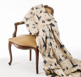 Dekorační látka vzor moře maják/loď