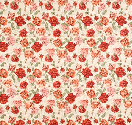 Dekorační látka růže na smetanovém podkladě