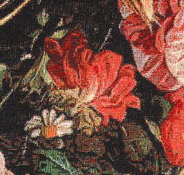 Dekorační látka květy velké na černém podkladě