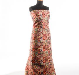 Dekorační látka čtverce a kruhy malé