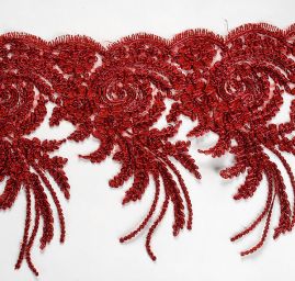 Krajka lem lurexová výšivka vínová