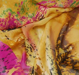 Hedvábný mušelín barevná fantazie