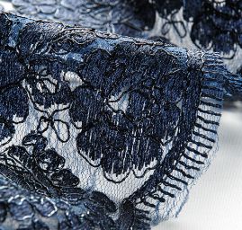 Krajka lem lurexová výšivka tm.modrá