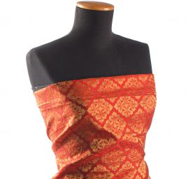 Brokát geometrický vzor červenozlatý