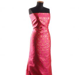 Brokát květinový vzor fuchsiovozlatý