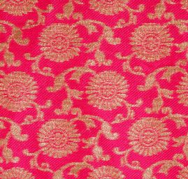 Brokát květinový vzor fuchsiovozlatý
