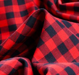 Bavlněná látka košilová vzor kostek červená/černá