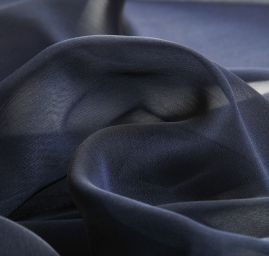 Šifon plise šanžán tmavě modrý