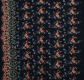 Viskozová letní látka s výšivkou tm. modrá