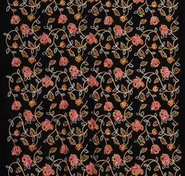 Viskozová letní látka s výšivkou černá