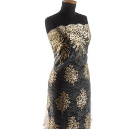 Krajka efektní lurexová výšivka zlatá/bílá II.jakost