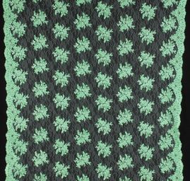 Krajka na vzorovém tylu květy světle zelená