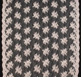 Krajka na vzorovém tylu květy světle lososová