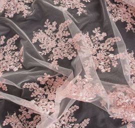 Krajka na tylu květy pastel růžová