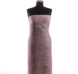 Efektní tyl se stužkovou aplikací růžiček růžových