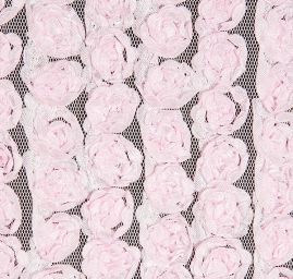 Efektní tyl se stužkovou aplikací růžiček růžových