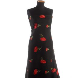 Flauš s výšivkou růží černý