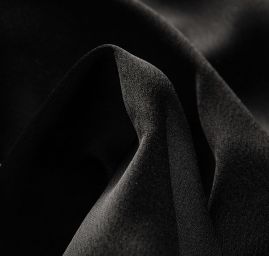 Krep satén pružný oboustranný matný černý