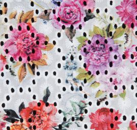 Madeira vyšívaná látka tisk květy