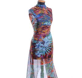 Žoržet motiv listů/hadí kůže červená