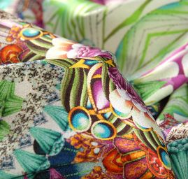 Hedvábný atlas kaleidoskop zelený