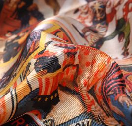 Mikado tkanina motiv vintage print hnědá