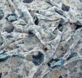 Žoržet romantický motiv francouzského stylu tyrkysová