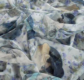 Žoržet romantický motiv francouzský styl modrá