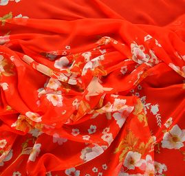 Žoržet variace kimono style pnoucí květy/červená