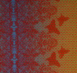 Žoržet jemný grafický design motýlci/květy velký