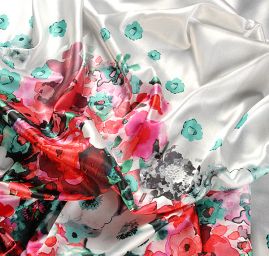 Atlas variace kimono style květy/bílá