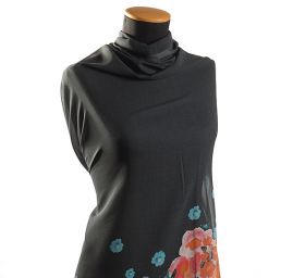 Žoržet variace kimono style květy/černá