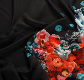 Žoržet variace kimono style květy/černá