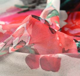 Žoržet variace kimono style květy/bílá