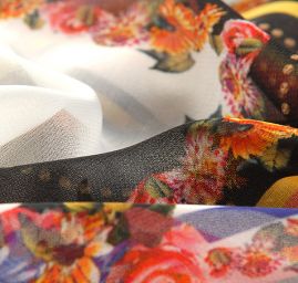 Žoržet šátkový motiv bílý velký