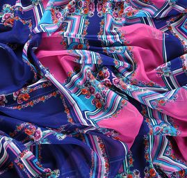 Žoržet šátkový motiv malý modrý