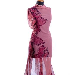 Žoržet motiv velkých květů růžová