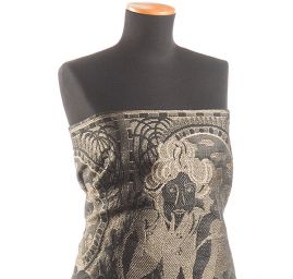 Dekorační tkanina secese Mucha černá/zlatá