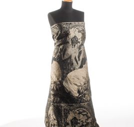 Dekorační tkanina secese Mucha černá/zlatá