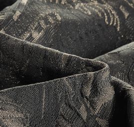 Dekorační tkanina secese Mucha černá/zlatá