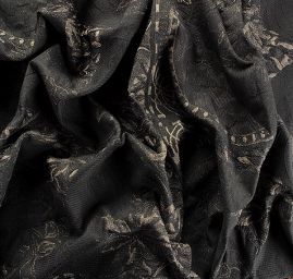 Dekorační tkanina secese Mucha černá/zlatá