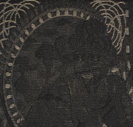 Dekorační tkanina secese Mucha černá/zlatá